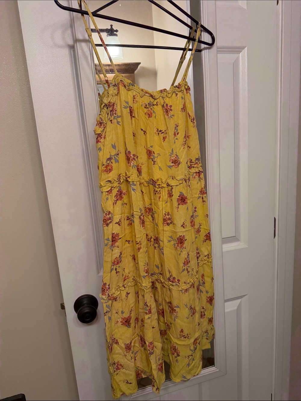 Yellow Floral Tiered Maxi Skirt